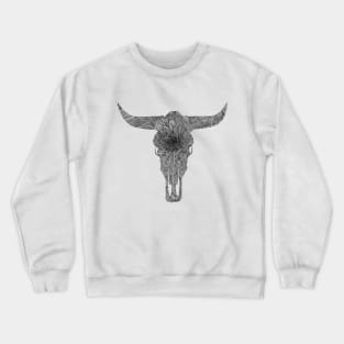 Zinnia Flower Cow Skull Crewneck Sweatshirt